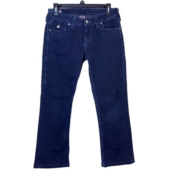 True Religion Cropped Becky Blue Jeans Size 28 - Picture 1 of 10